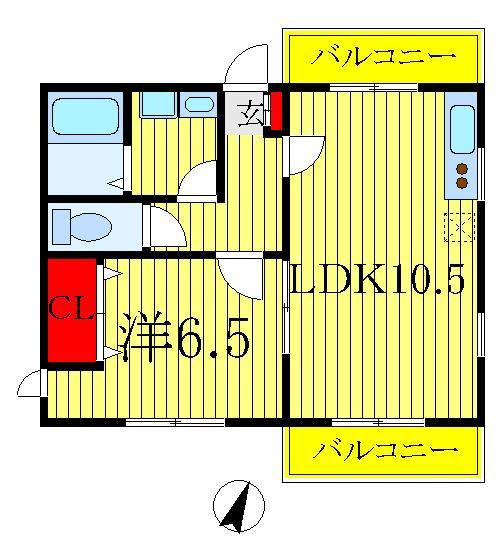YBブライトンヒルズ(1LDK/1階)の間取り写真