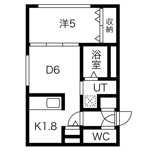 LARME N14(1DK/4階)の間取り写真