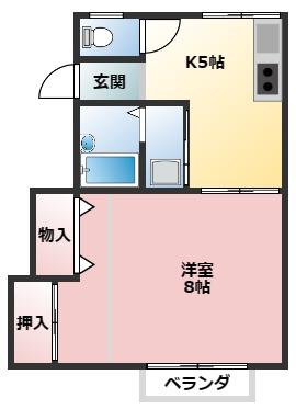 ハイツブルースカイ(1DK/1階)の間取り写真