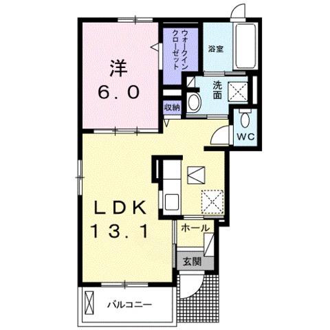 オイコスオニロ田井(1LDK/1階)の間取り写真