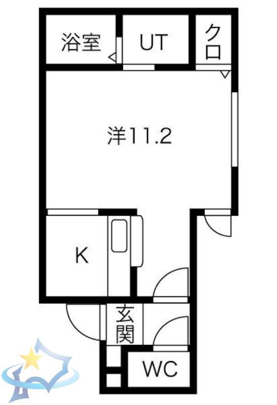 オハナS6W10(ワンルーム/1階)の間取り写真