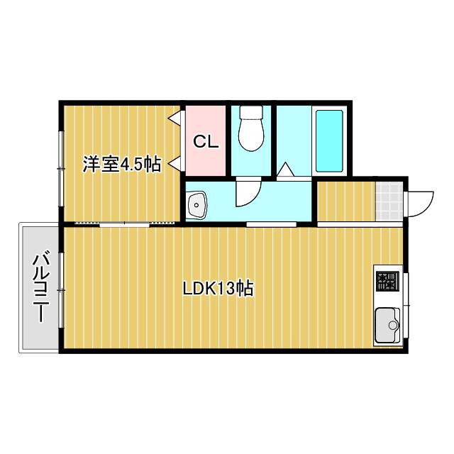 大宮マンション(1LDK/3階)の間取り写真