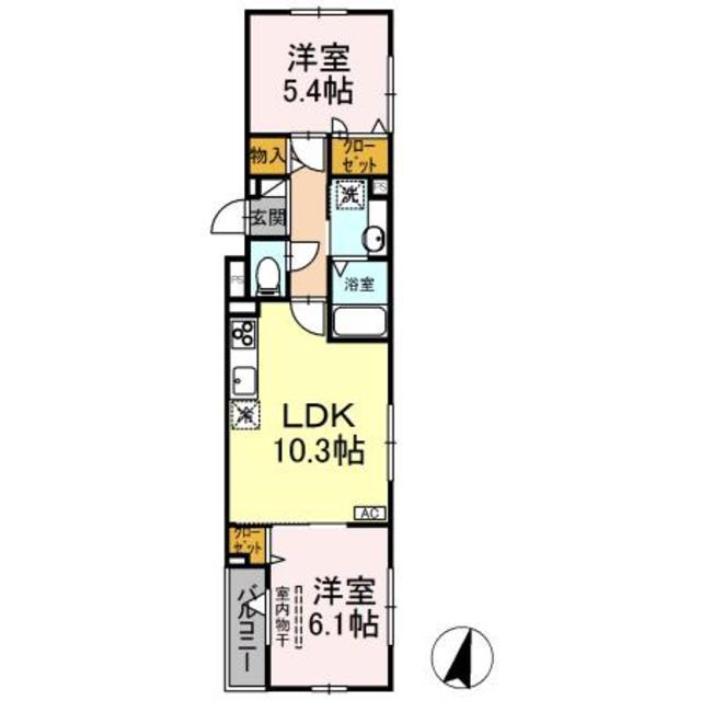 NANALA緑町(2LDK/3階)の間取り写真
