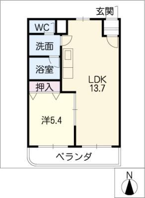 ISSA(1LDK/3階)の間取り写真