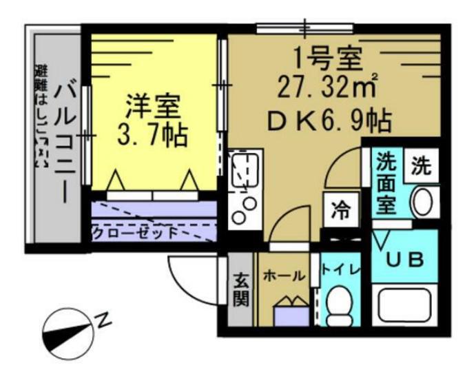 メゾン市川南(1DK/3階)の間取り写真