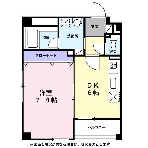 グラスハウス(1DK/3階)の間取り写真