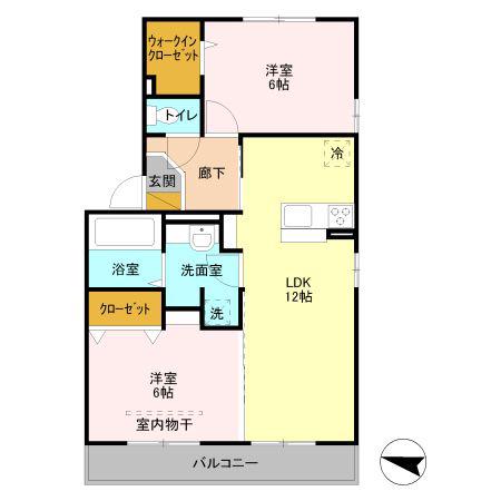 ラ ルーチェ(2LDK/3階)の間取り写真