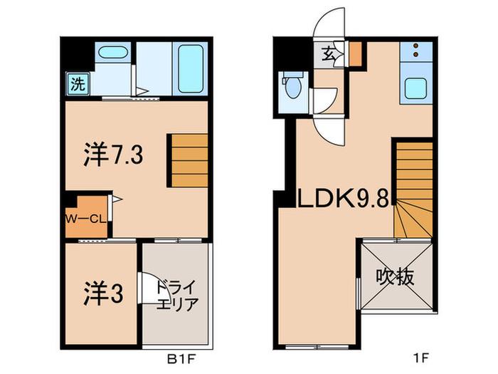 AGRATIO品川大井(2LDK/B1階)の間取り写真