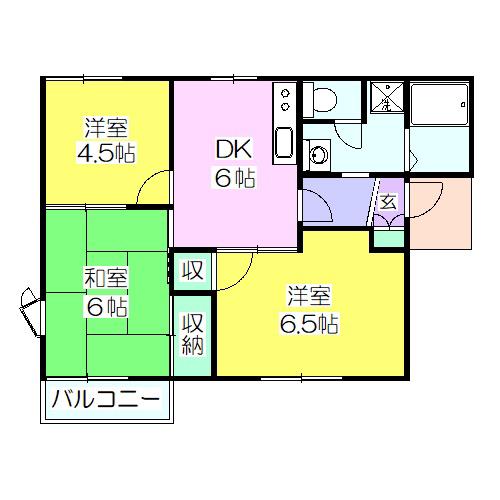 グリーンパークA(3DK/2階)の間取り写真