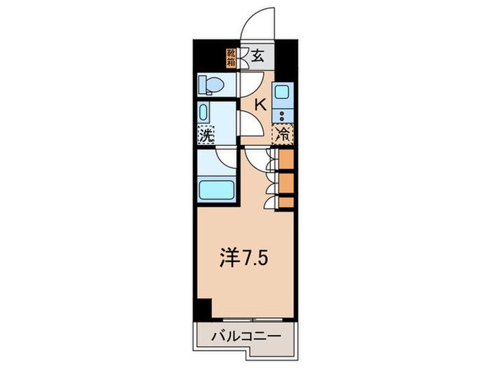 ルーブル武蔵新城六番館(1K/6階)の間取り写真