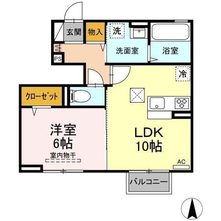 ボヌール泉(1LDK/1階)の間取り写真