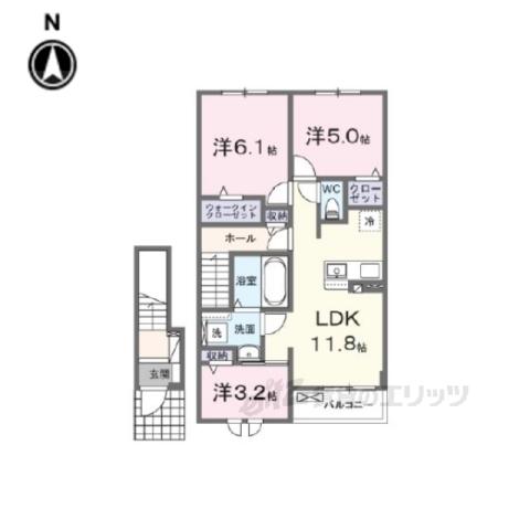 クラール倉治D(3LDK/2階)の間取り写真