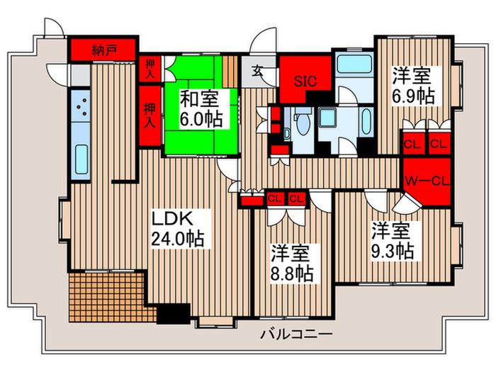COMFORT STAGE(4LDK/13階)の間取り写真