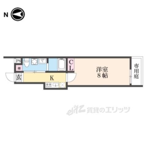 GLADVIS御所西(1K/1階)の間取り写真