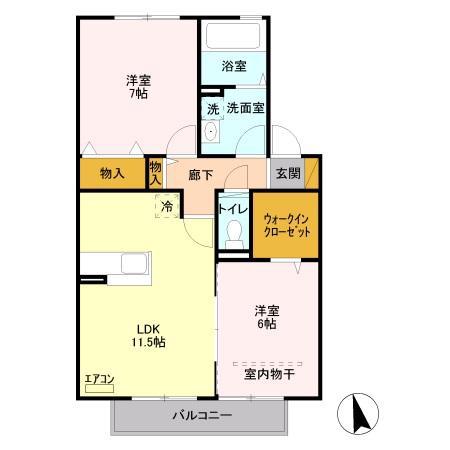 リヴェール(2LDK/2階)の間取り写真