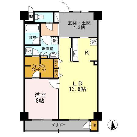 TRI-STAGE(1LDK/4階)の間取り写真