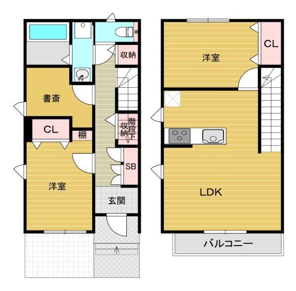 ザ・プロムナードC棟(2SLDK/1階)の間取り写真