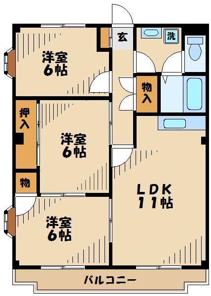 ビクトリアパレス(3LDK/3階)の間取り写真