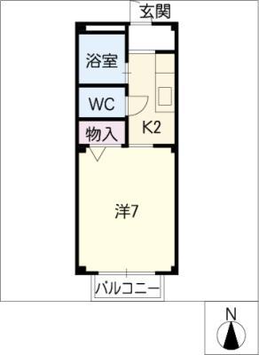 メゾンリビエール(1K/2階)の間取り写真