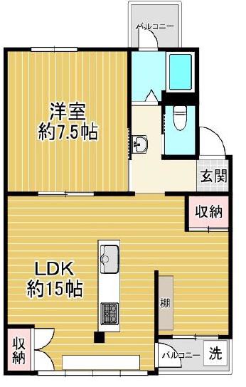 五位ノ池南ビル(1LDK/4階)の間取り写真