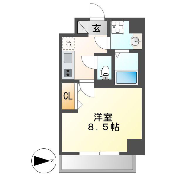 レジデンシア泉I(1K/4階)の間取り写真