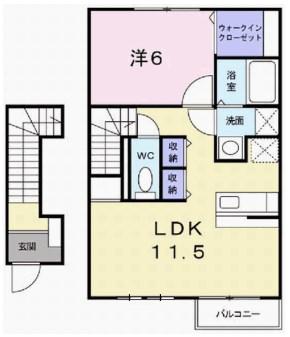 フリーデンC(1LDK/2階)の間取り写真
