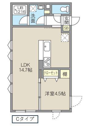 レピュア池袋本町レジデンス(1LDK/3階)の間取り写真
