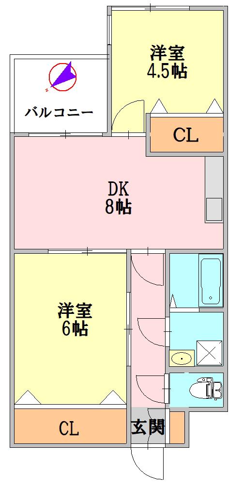 SKビル(2DK/2階)の間取り写真