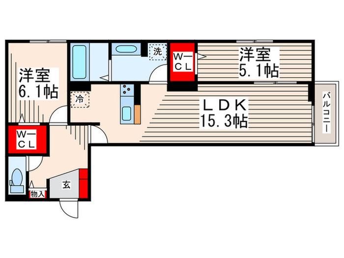 セレスティア東葛西II(2LDK/1階)の間取り写真