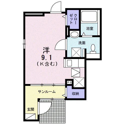 ゴールドリング(ワンルーム/1階)の間取り写真