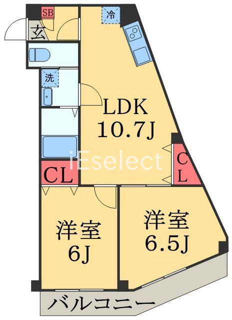 PRIME HILLS千葉中央(2LDK/3階)の間取り写真