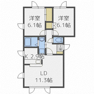 グレイス・エクセレンス(2LDK/1階)の間取り写真