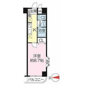 パセオ西宮・北口町(1K/3階)の間取り写真