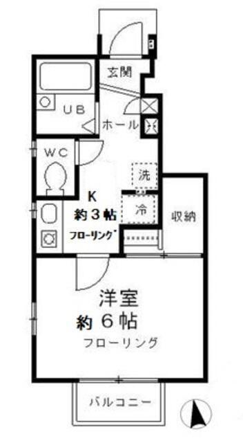 KEフラッツ(1K/1階)の間取り写真