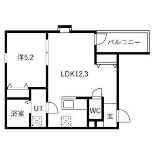 プリシェール神宮南(1LDK/2階)の間取り写真