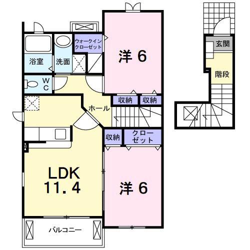 BELLE・FLEUR(2LDK/2階)の間取り写真