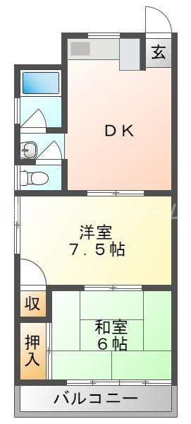 ヒロミツイースト(2DK/2階)の間取り写真