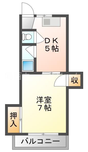 カトレアハイツ門真(1DK/1階)の間取り写真