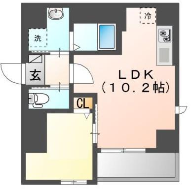 HGD佃(1LDK/5階)の間取り写真