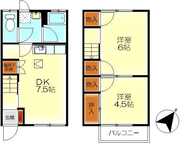 西嶋アパート(2DK/1階)の間取り写真