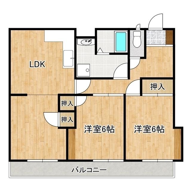 興人松江マンション(2LDK/3階)の間取り写真