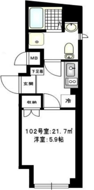 B′CASA TABATA(1K/1階)の間取り写真