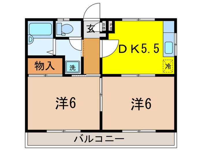ガーデンシティ上石神井B(2DK/2階)の間取り写真