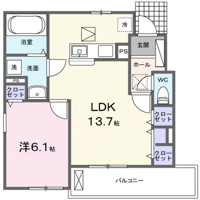 ショコラIII(1LDK/1階)の間取り写真