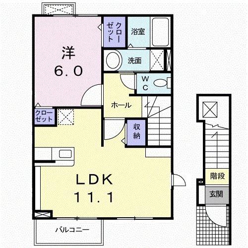 スターブルKOZAKURA(1LDK/2階)の間取り写真