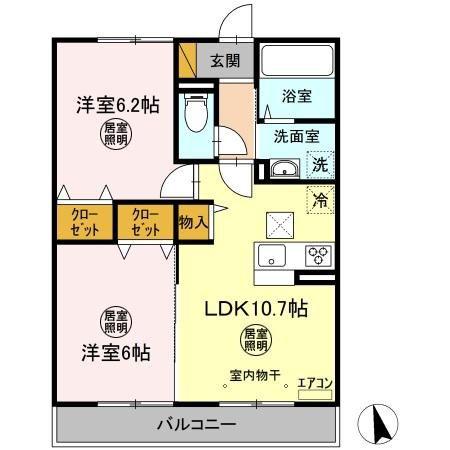 コンフォートIII B(2LDK/1階)の間取り写真