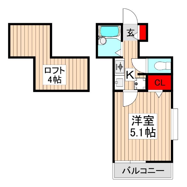 ルーセント(1K/2階)の間取り写真