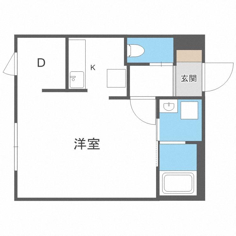 グローリア南10条(1K/3階)の間取り写真
