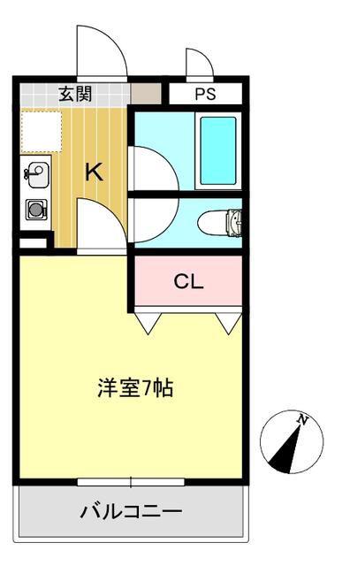 メゾンM&A籠原(1K/2階)の間取り写真