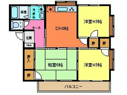 サンハイツ中西A(3DK/2階)の間取り写真